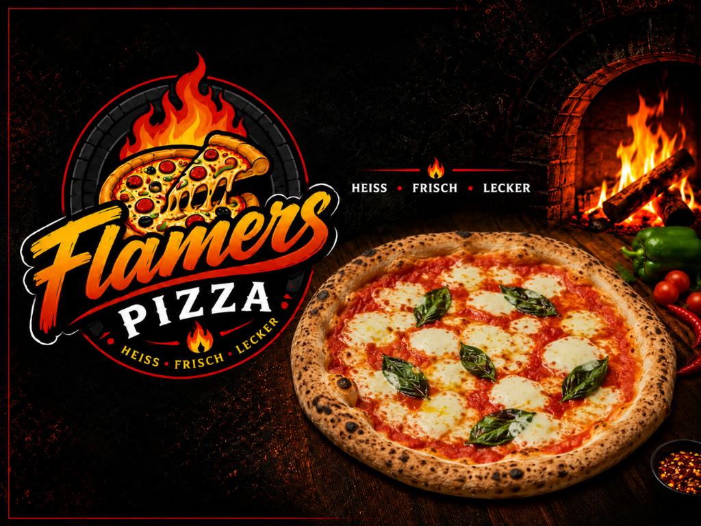 Flamers Pizza Poster – Heiss, Frisch, Lecker